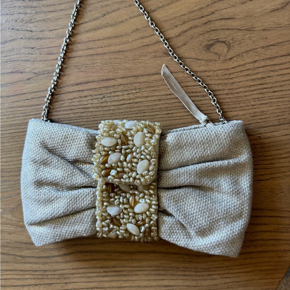 Banana Republic Handbags - Banana Republic Elegant Cream Beaded Clutch